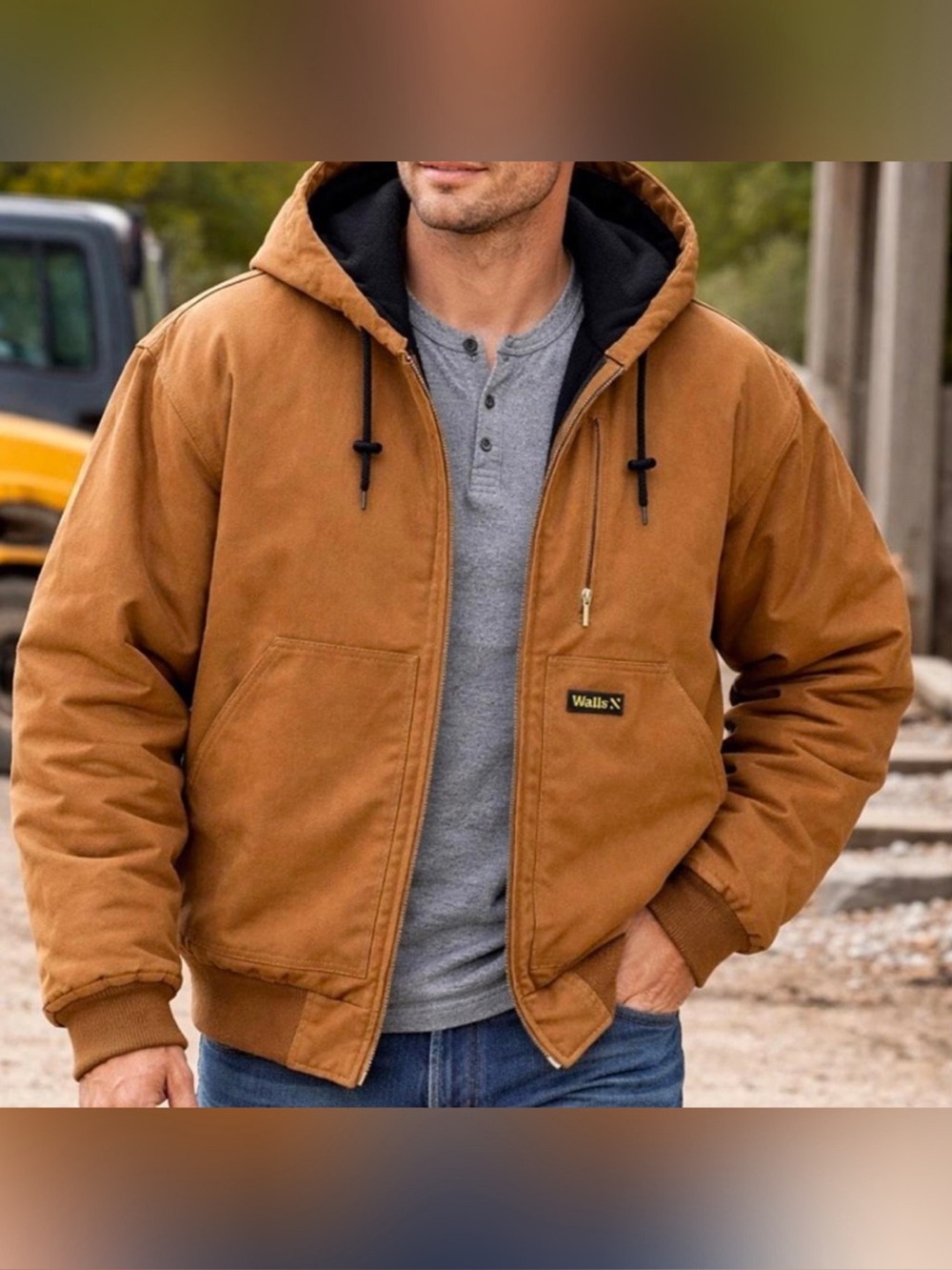 Walls Men's Insulated Flex Duck Hooded Workwear Jacket - L